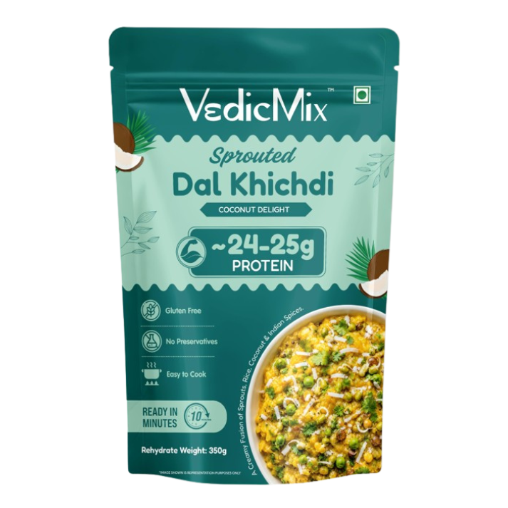 Sprouted Dal Khichdi (Coconut Delight)