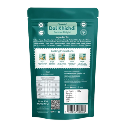 Sprouted Dal Khichdi (Coconut Delight)